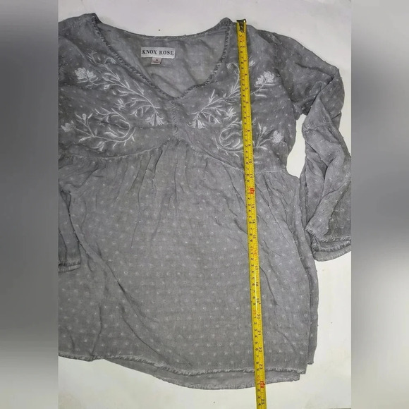 Knox Rose Women's Boho Girly Feminine Embroidered Three Quarter Sleeve Top M - Picture 6 of 9